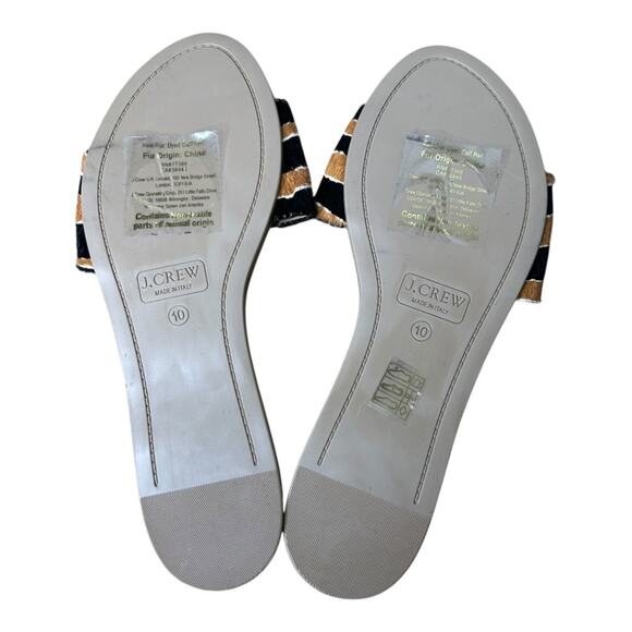 J. Crew Capri Slide Sandals Tiger Print Calf Hair NWT Size 10 - Picture 4 of 10